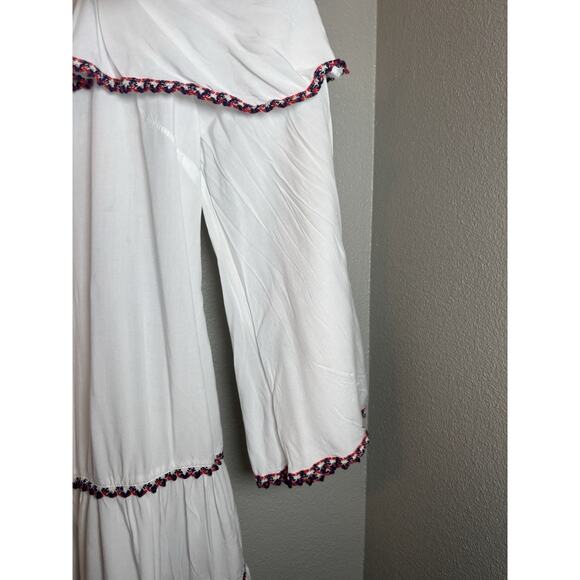 Anthropologie‎ Red Garter Open Shoulder Cover Up Dress White Womens Medium 8 - Picture 7 of 10